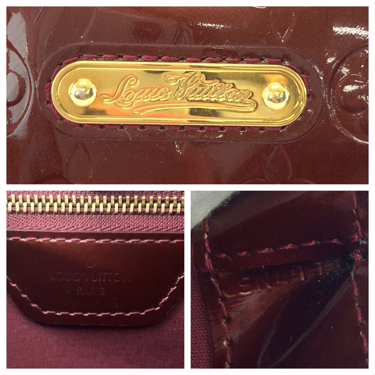 LOUIS VUITTON Handbag M93641 Monogram Vernis Amaranth Brown Gold Metal Handbag Tote Bag Monogram Vernis Wilsher PM Women Used Authentic