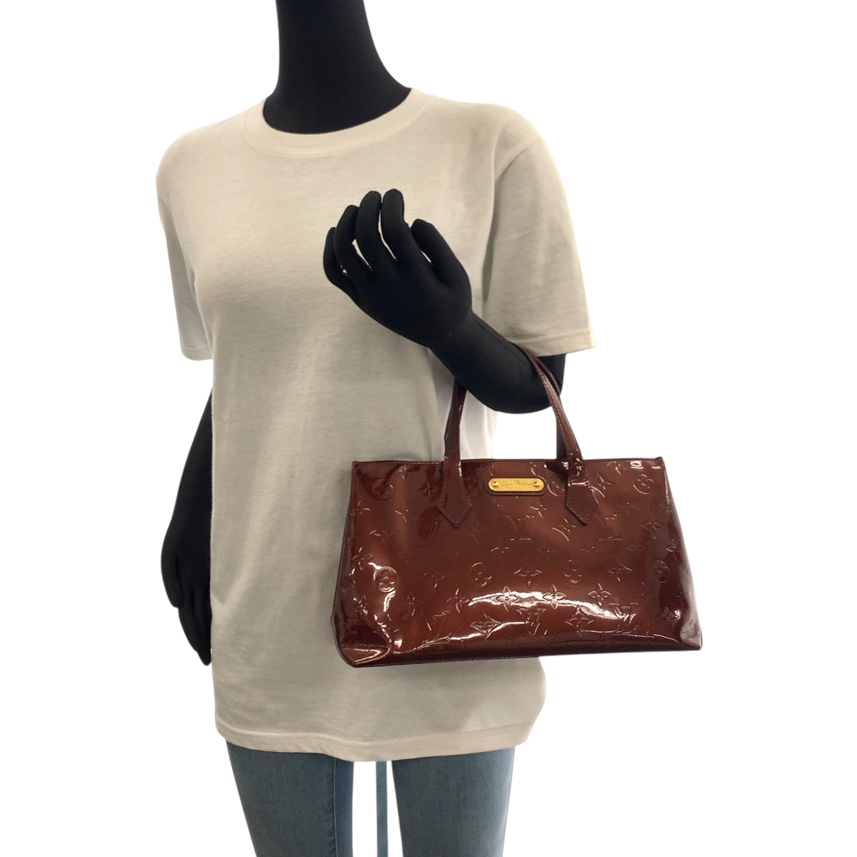 LOUIS VUITTON Handbag M93641 Monogram Vernis Amaranth Brown Gold Metal Handbag Tote Bag Monogram Vernis Wilsher PM Women Used Authentic
