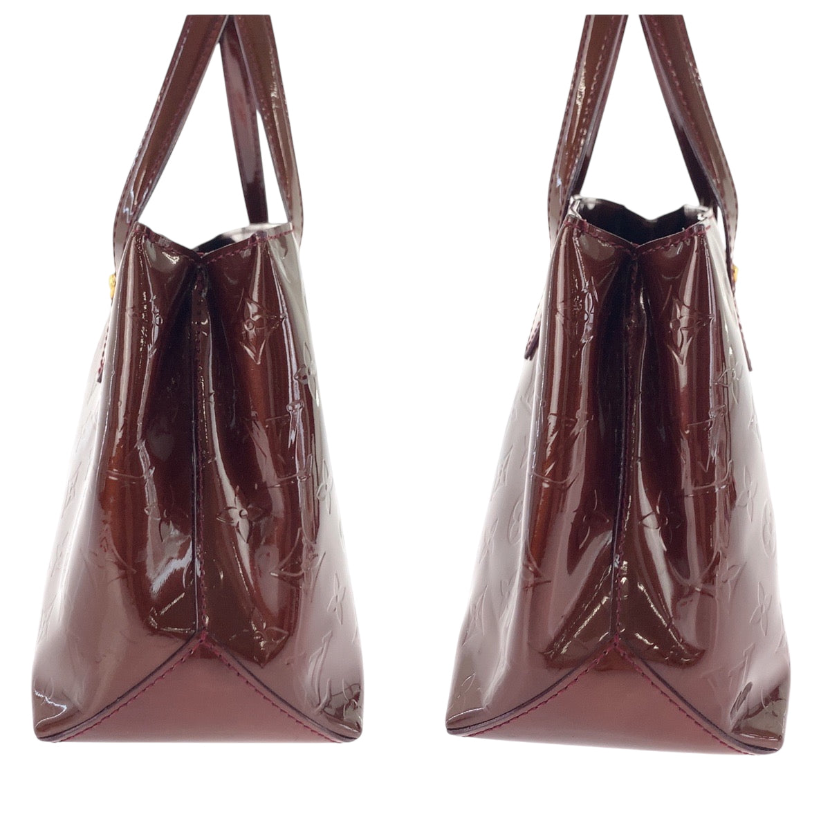 LOUIS VUITTON Handbag M93641 Monogram Vernis Amaranth Brown Gold Metal Handbag Tote Bag Monogram Vernis Wilsher PM Women Used Authentic
