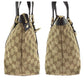 GUCCI Tote Bag 141470 GG canvas Beige Brown Gold Metal Tote Bag Shoulder Bag Abbey Women Used Authentic