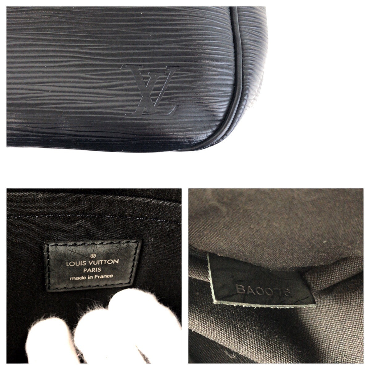 LOUIS VUITTON Tote Bag M59262 leather Noir Black SilverMetal Tote Bag handbag Epi Passy PM Women Used Authentic
