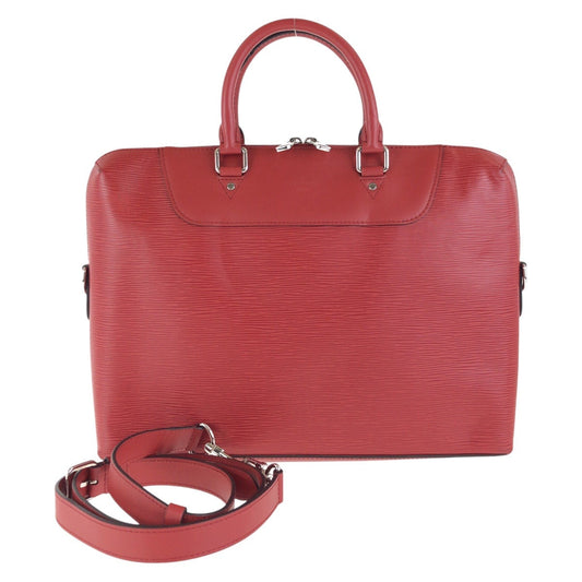 LOUIS VUITTON Business bag leather Castilian Red SilverMetal Business bag Briefcase 2way Epi Porte Documan Jules mens Used Authentic