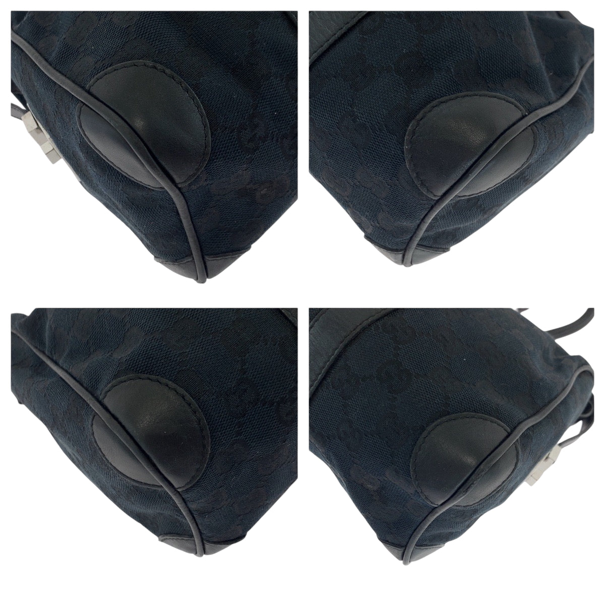 GUCCI Handbag 000 0351 GG canvas Black SilverMetal Handbags Mini Boston Duffel bag Women Used Authentic