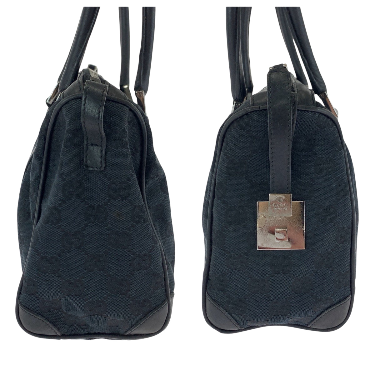 GUCCI Handbag 000 0351 GG canvas Black SilverMetal Handbags Mini Boston Duffel bag Women Used Authentic