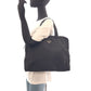 PRADA Tote Bag Nylon Black SilverMetal Tote Bag handbag Test Triangle With logo Women Used Authentic