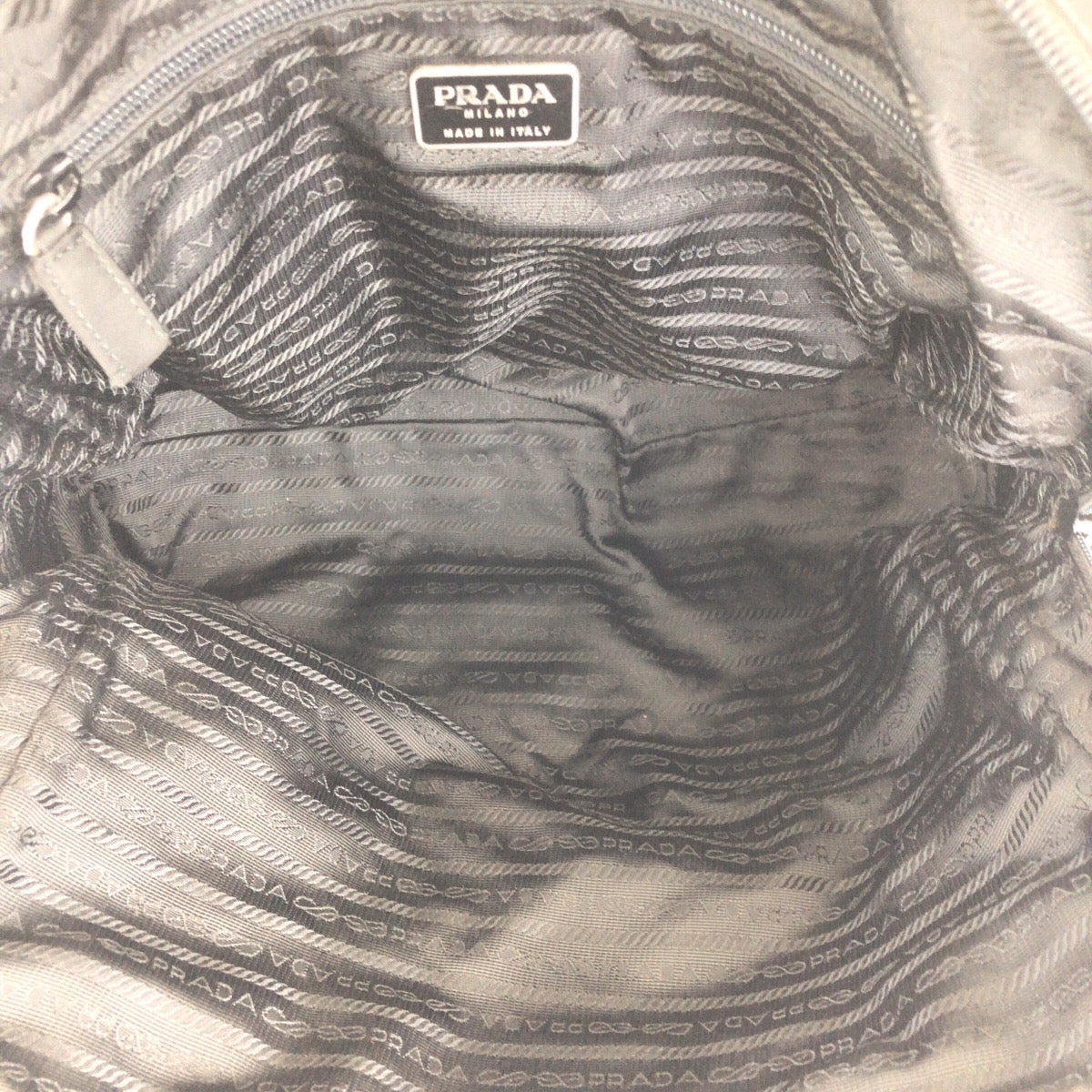 PRADA Tote Bag Nylon Black SilverMetal Tote Bag handbag Test Triangle With logo Women Used Authentic