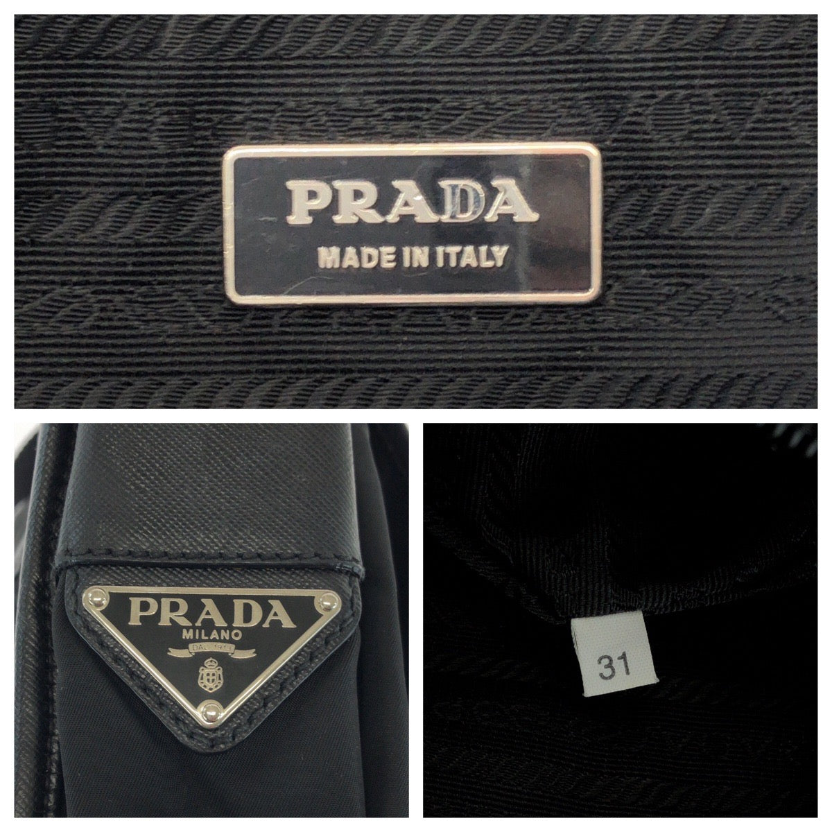 PRADA Shoulder Bag V158 Nylon Black SilverMetal Shoulder Bag Messenger bag Test Triangle With logo mens Used Authentic