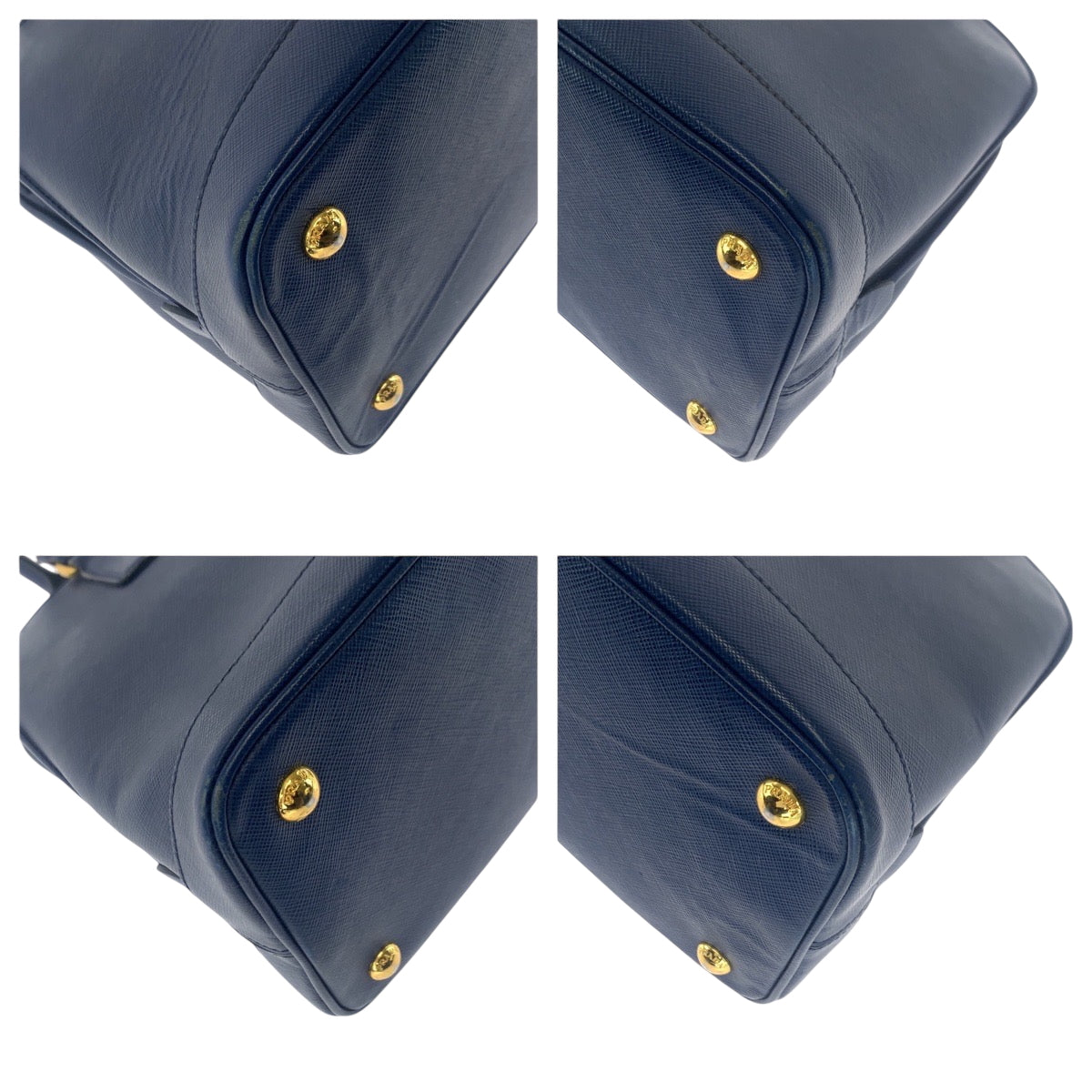 PRADA Shoulder Bag BL0537 leather Blue GoldMetal Shoulder Bag Handbag 2way Safiano Triangle With logo Women Used Authentic