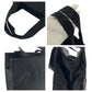 PRADA Handbag Satin Black SilverMetal Handbag Tote Bag logo Women Used Authentic