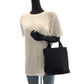 PRADA Handbag Satin Black SilverMetal Handbag Tote Bag logo Women Used Authentic