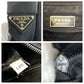 PRADA Shoulder Bag Nylon, Leather Black SilverMetal Shoulder Bag pochette Testo Saffiano Triangle With logo mens Used Authentic