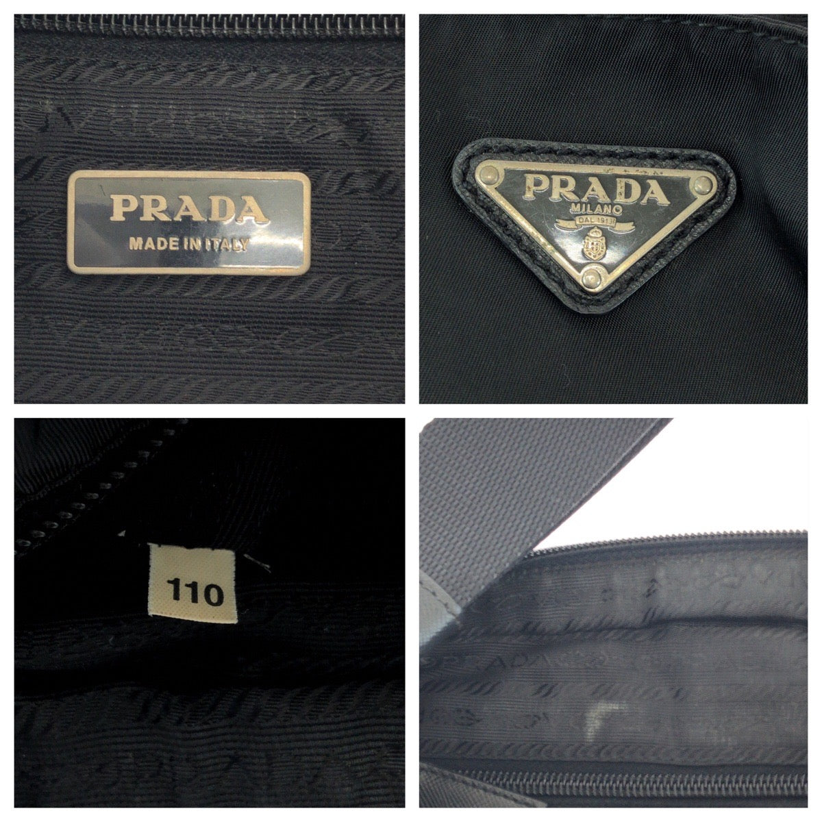 PRADA Shoulder Bag Nylon Black SilverMetal Shoulder Bag Sacoche Test Triangle With logo Women Used Authentic