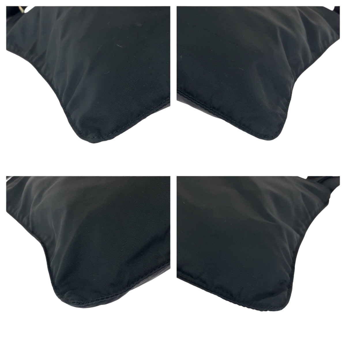 PRADA Shoulder Bag Nylon Black SilverMetal Shoulder Bag Sacoche Test Triangle With logo Women Used Authentic
