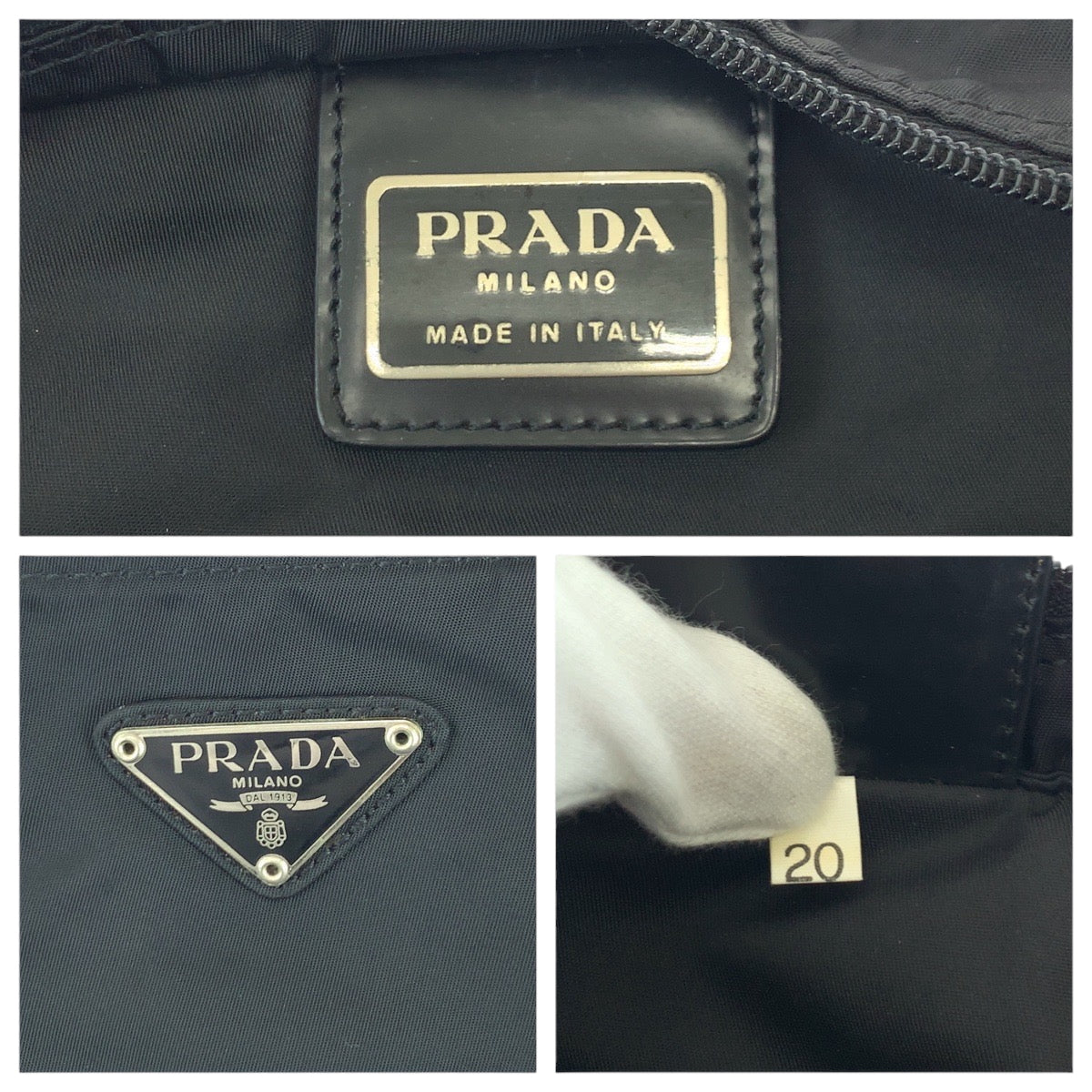 PRADA Shoulder Bag Nylon Black SilverMetal Shoulder Bag Sacoche Test Triangle With logo Women Used Authentic