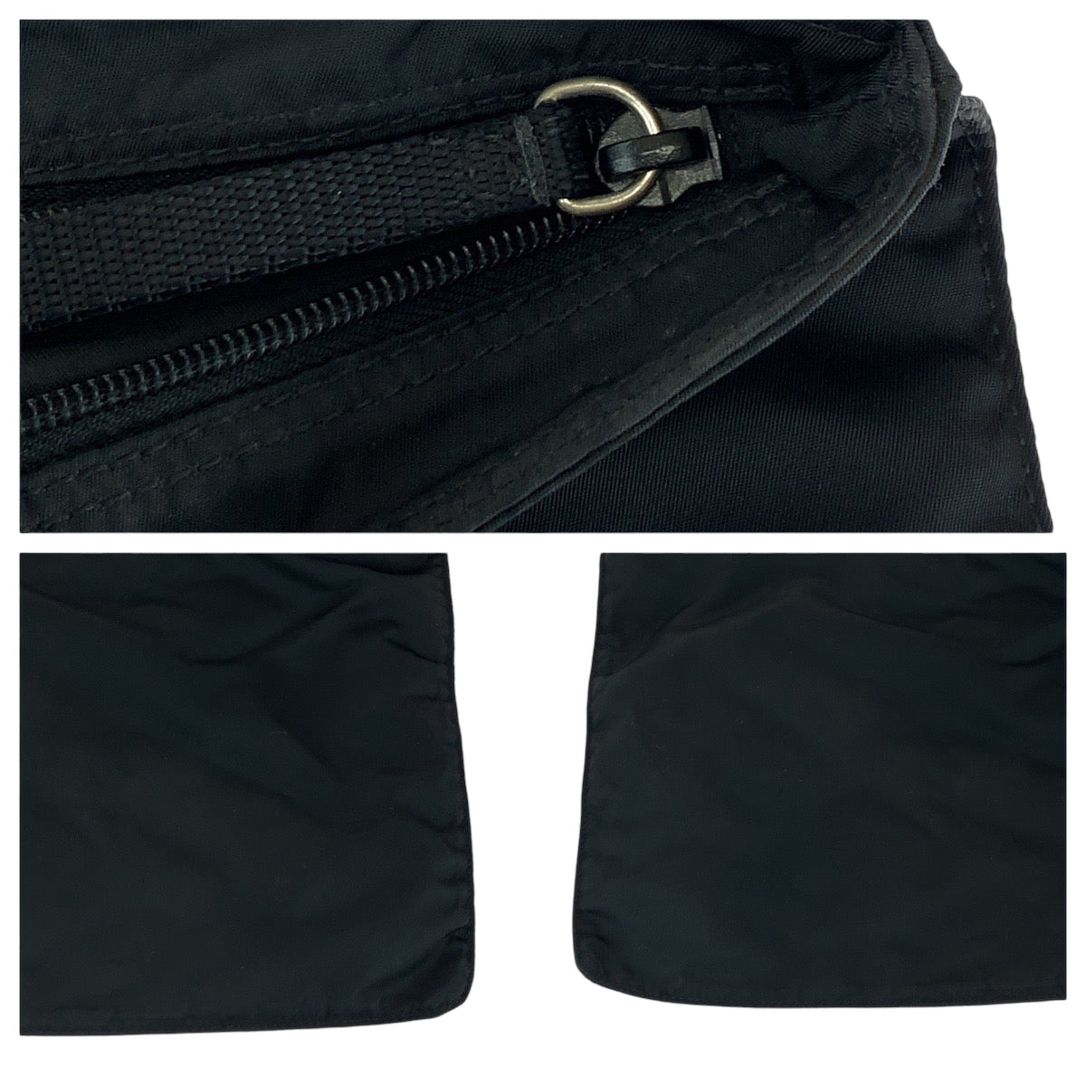 PRADA Shoulder Bag Nylon Black SilverMetal Shoulder Bag Sacoche Test Triangle With logo Women Used Authentic