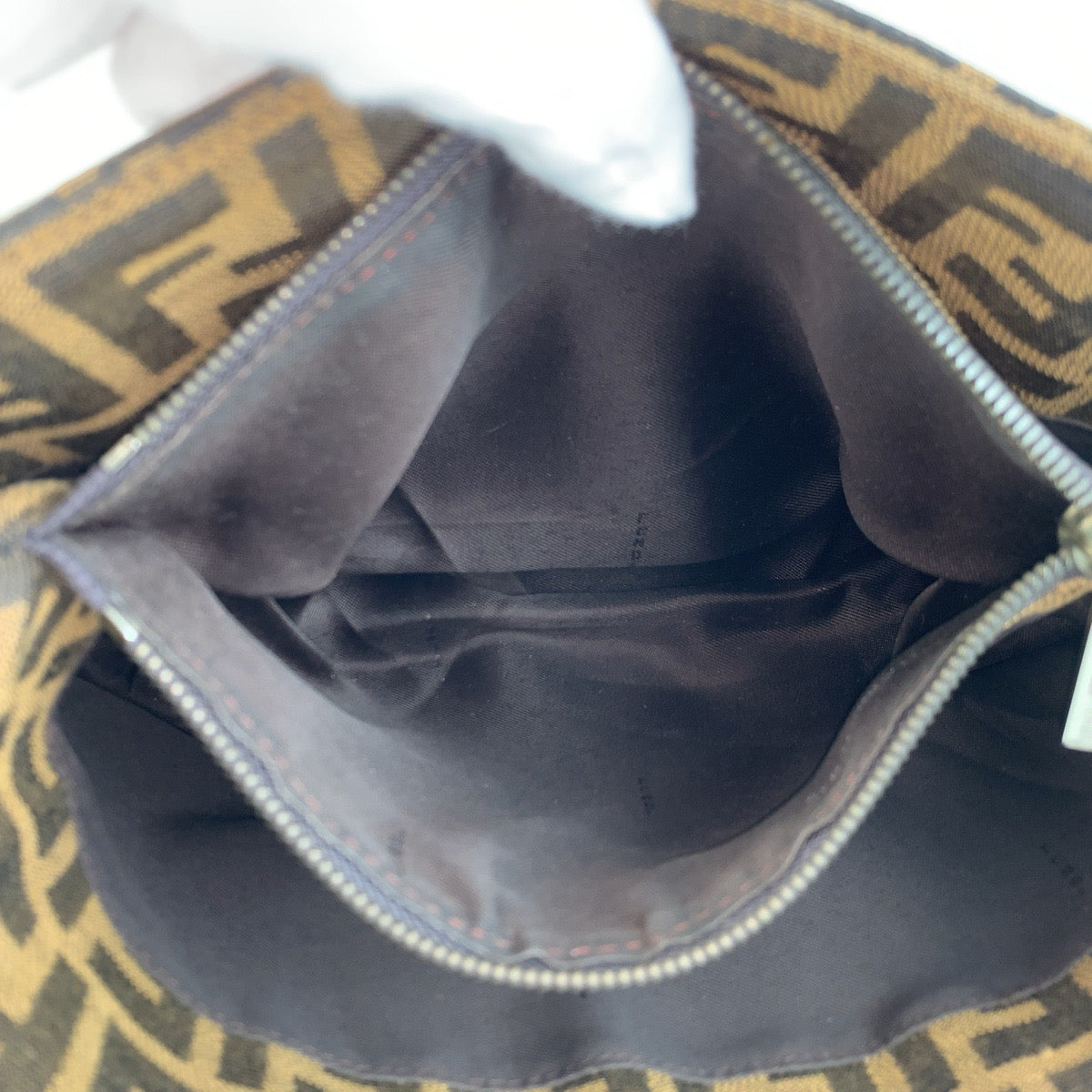 FENDI Tote Bag 8BH072 Canvas, Leather Brown Silver Metal Tote Bag handbag Zucca Women Used Authentic