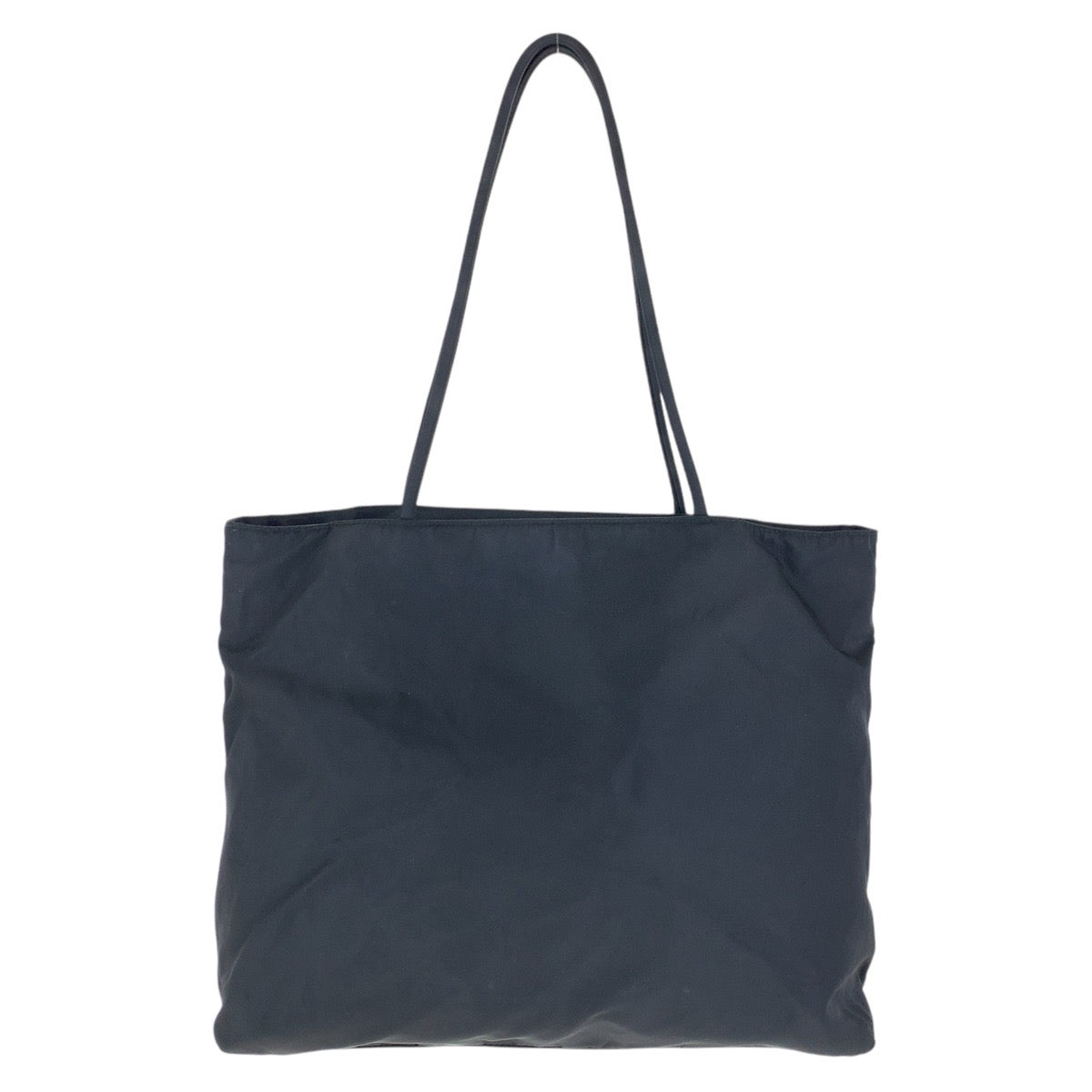 PRADA Tote Bag Nylon Black SilverMetal Tote Bag Shoulder Bag Test Triangle With logo Women Used Authentic