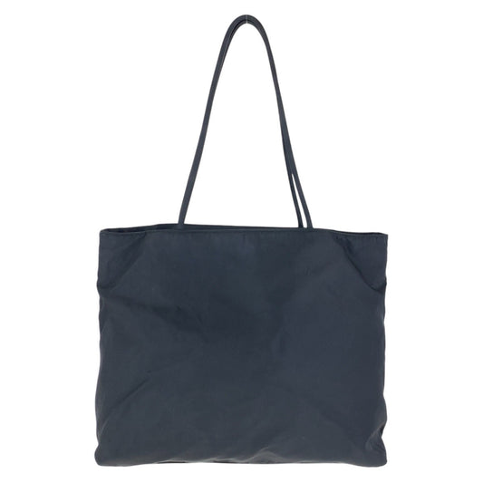 PRADA Tote Bag Nylon Black SilverMetal Tote Bag Shoulder Bag Test Triangle With logo Women Used Authentic
