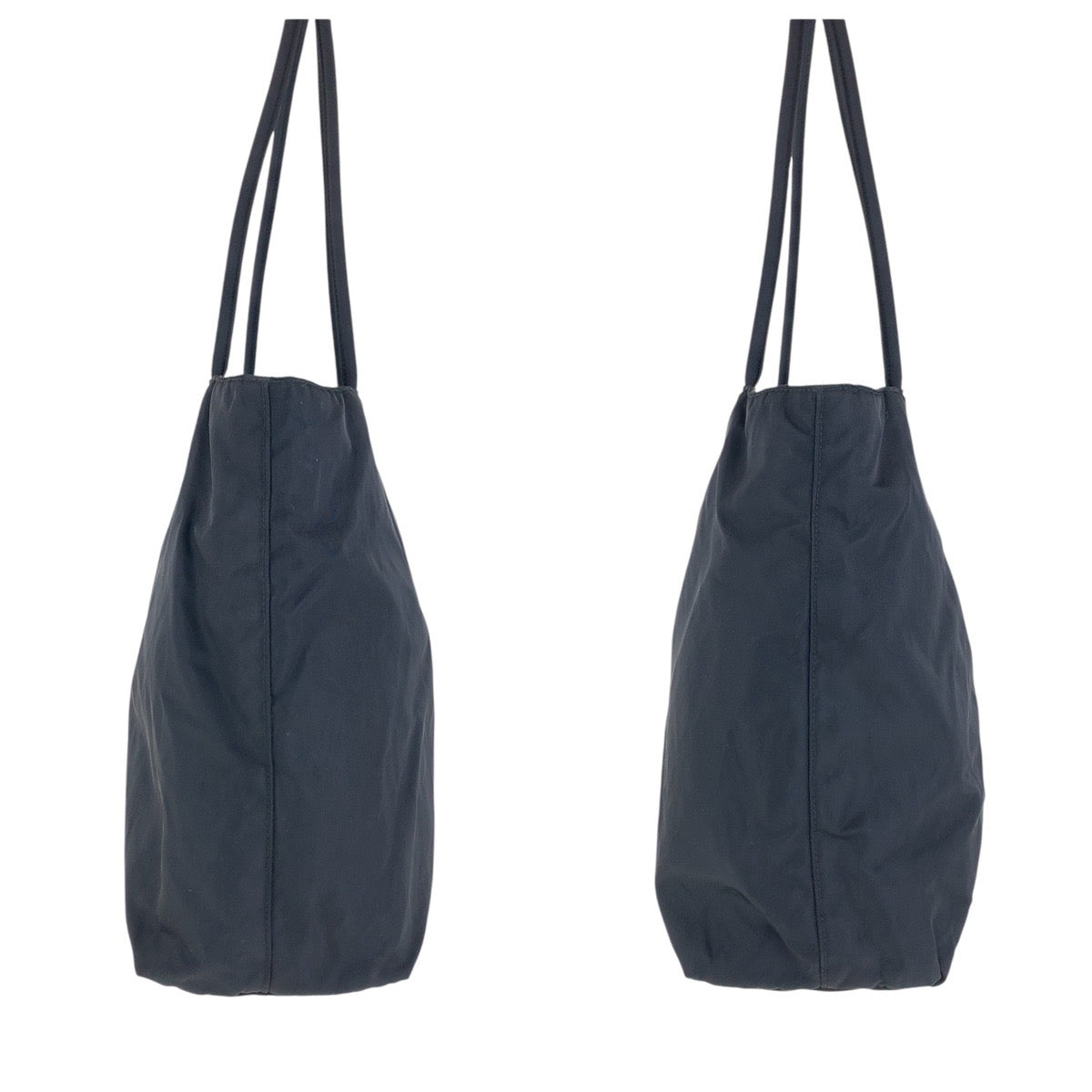 PRADA Tote Bag Nylon Black SilverMetal Tote Bag Shoulder Bag Test Triangle With logo Women Used Authentic