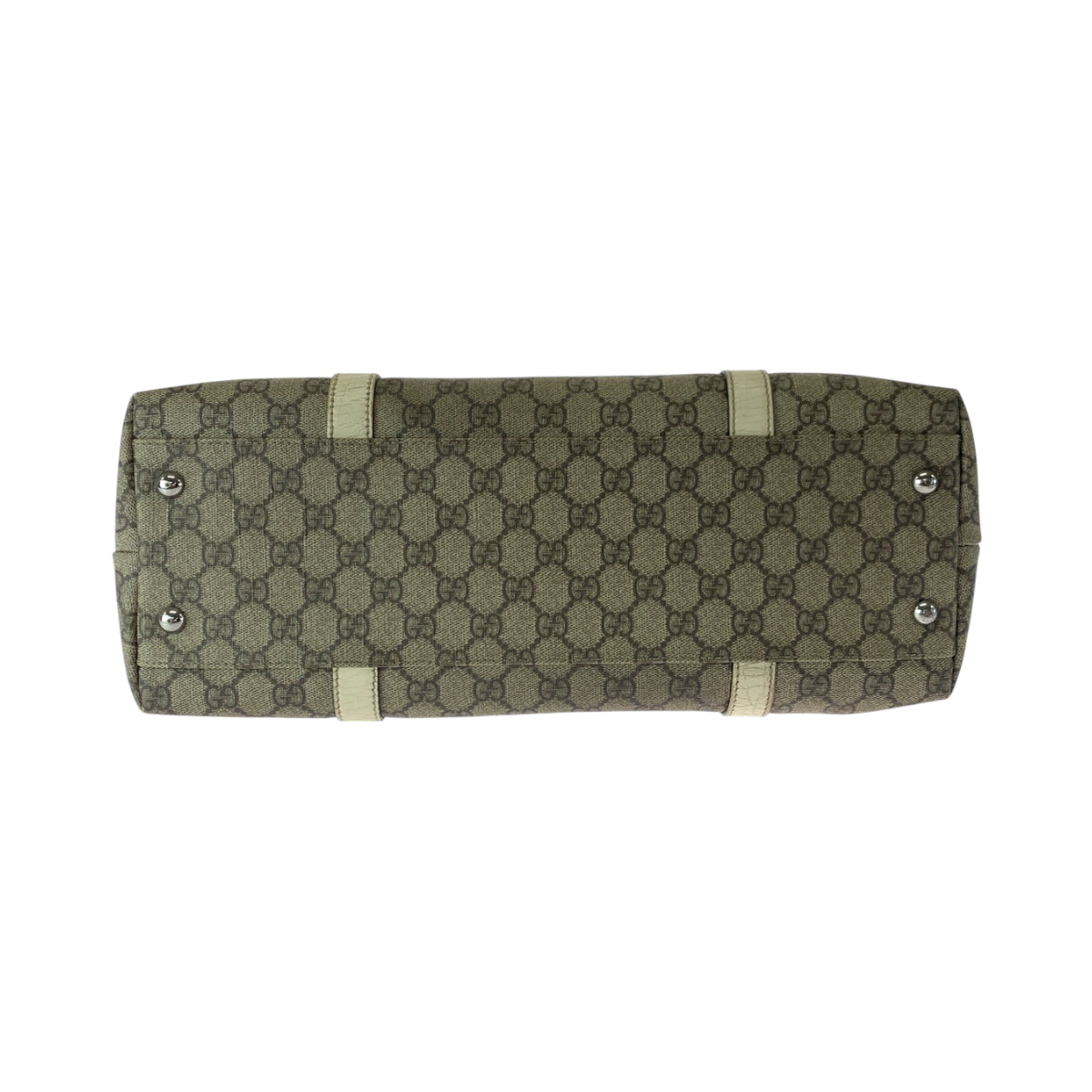 GUCCI Tote Bag 114695 GG Supreme Canvas Beige Ivory SilverMetal Tote Bag Shoulder Bag Women Used Authentic
