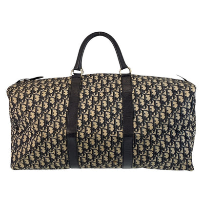 Dior Boston Duffel bag Canvas, Leather Navy SilverMetal Trotter Women Used Authentic