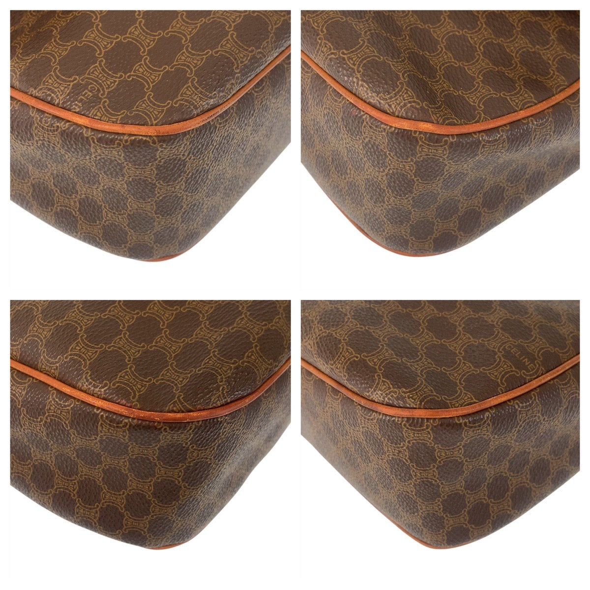 CELINE Shoulder Bag JMB11 PVC, Leather Brown Gold Metal Shoulder Bag Messenger bag Macadam Circle Logo Metal Women Used Authentic