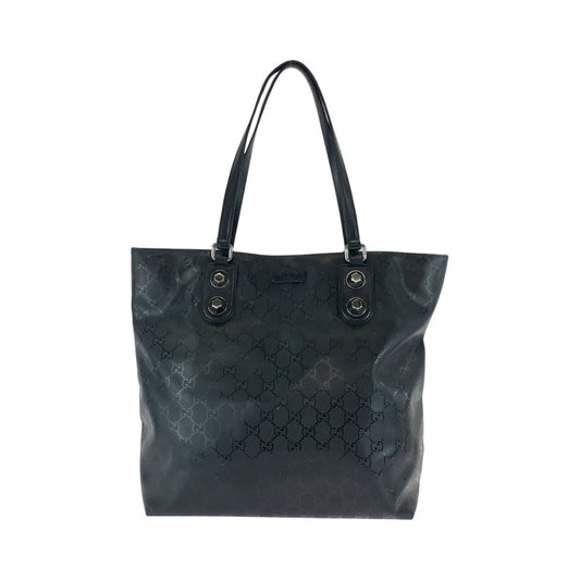 GUCCI Tote Bag 229848 PVC Black SilverMetal Tote Bag Shoulder Bag GG implementation mens Used Authentic