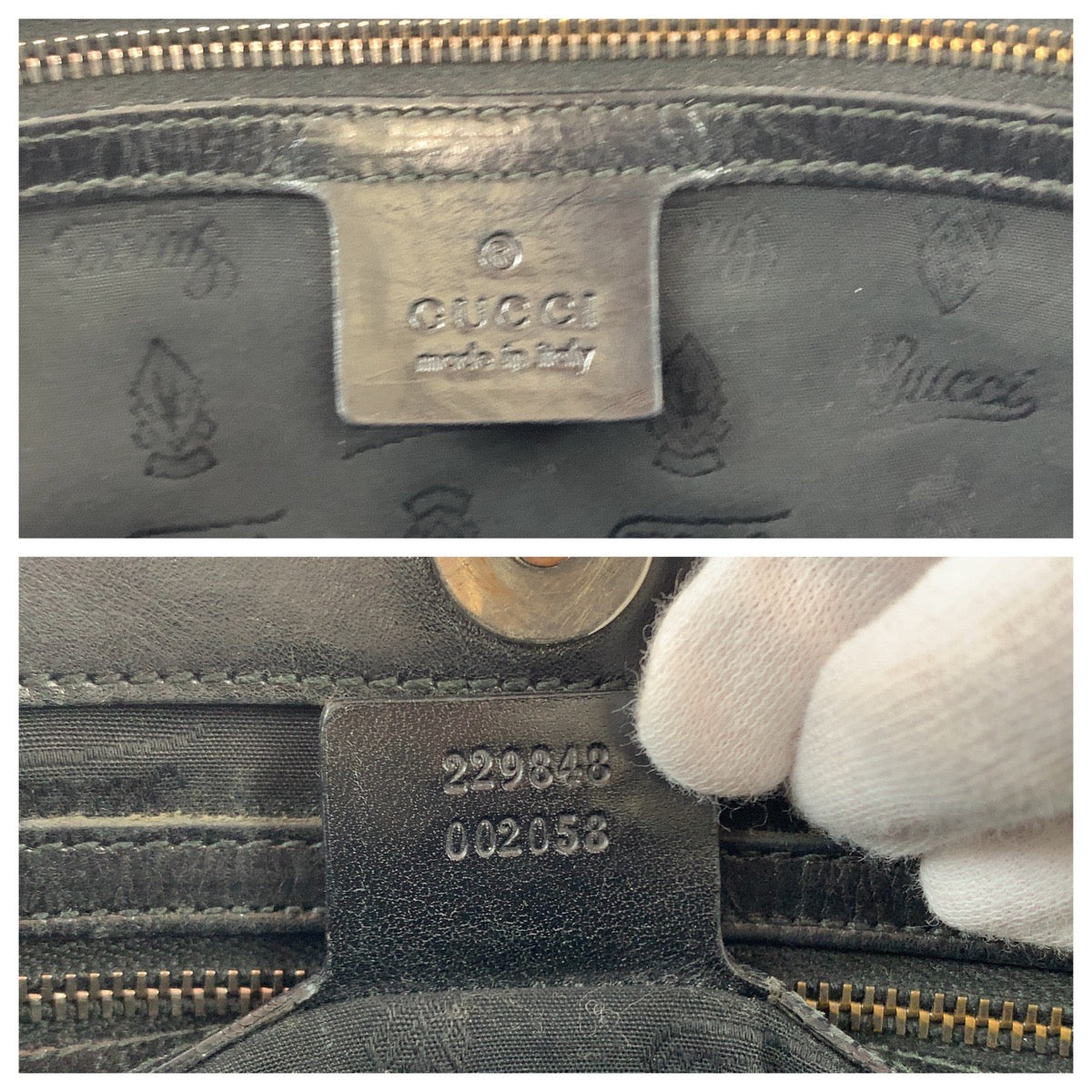 GUCCI Tote Bag 229848 PVC Black SilverMetal Tote Bag Shoulder Bag GG implementation mens Used Authentic