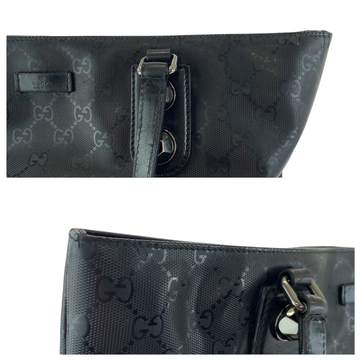 GUCCI Tote Bag 229848 PVC Black SilverMetal Tote Bag Shoulder Bag GG implementation mens Used Authentic