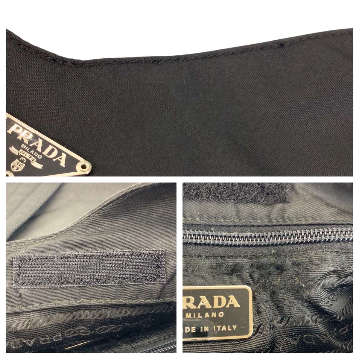PRADA Shoulder Bag Nylon Black SilverMetal Shoulder Bag Messenger bag Test Triangle With logo Women Used Authentic