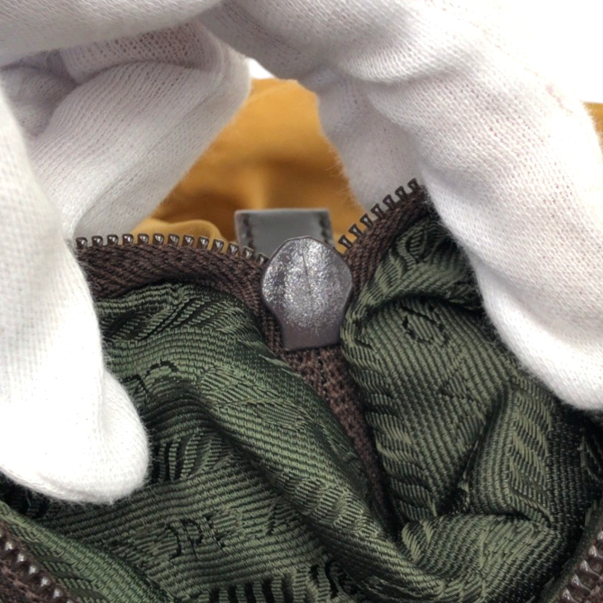 PRADA Backpack Nylon Brown camel silver Test Triangular logo