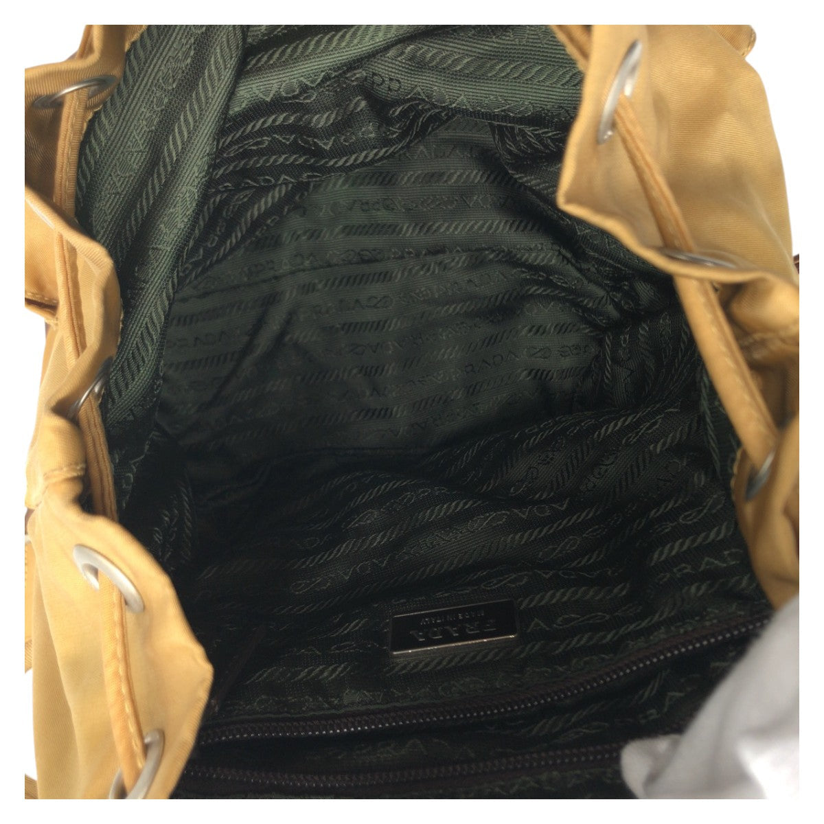 PRADA Backpack Nylon Brown camel silver Test Triangular logo