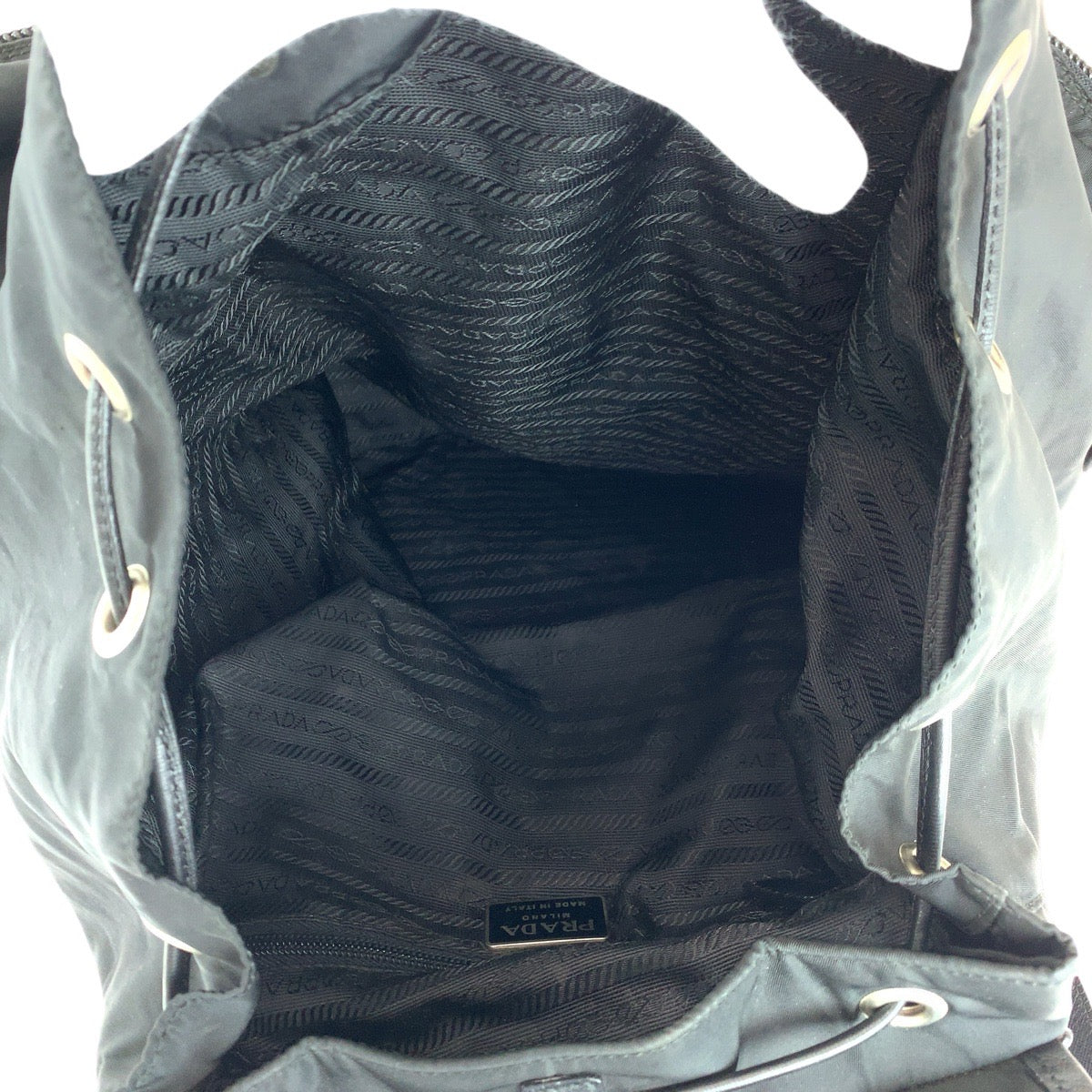 PRADA Backpack Nylon Black SilverMetal Backpack Unisex Test Women Used Authentic