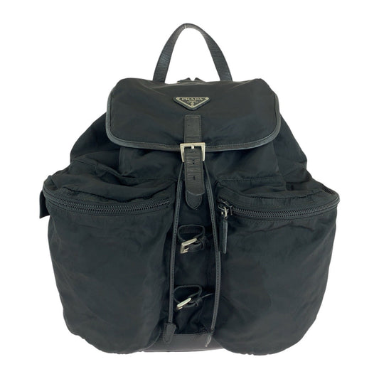 PRADA Backpack Nylon Black SilverMetal Backpack Unisex Test Women Used Authentic