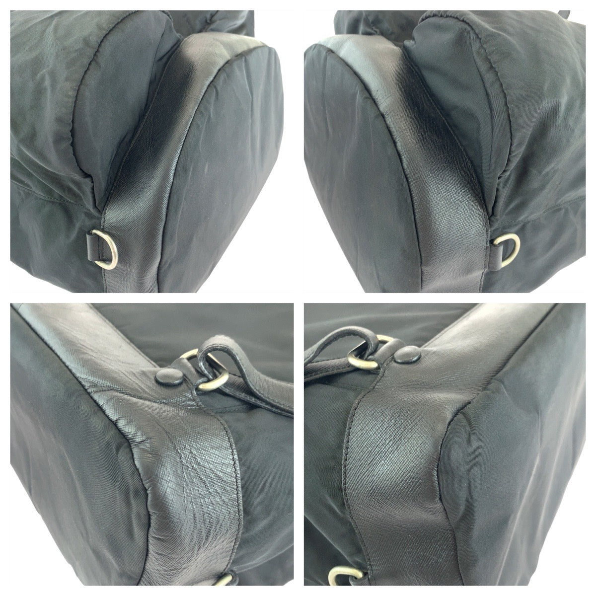 PRADA Backpack Nylon Black SilverMetal Backpack Unisex Test Women Used Authentic