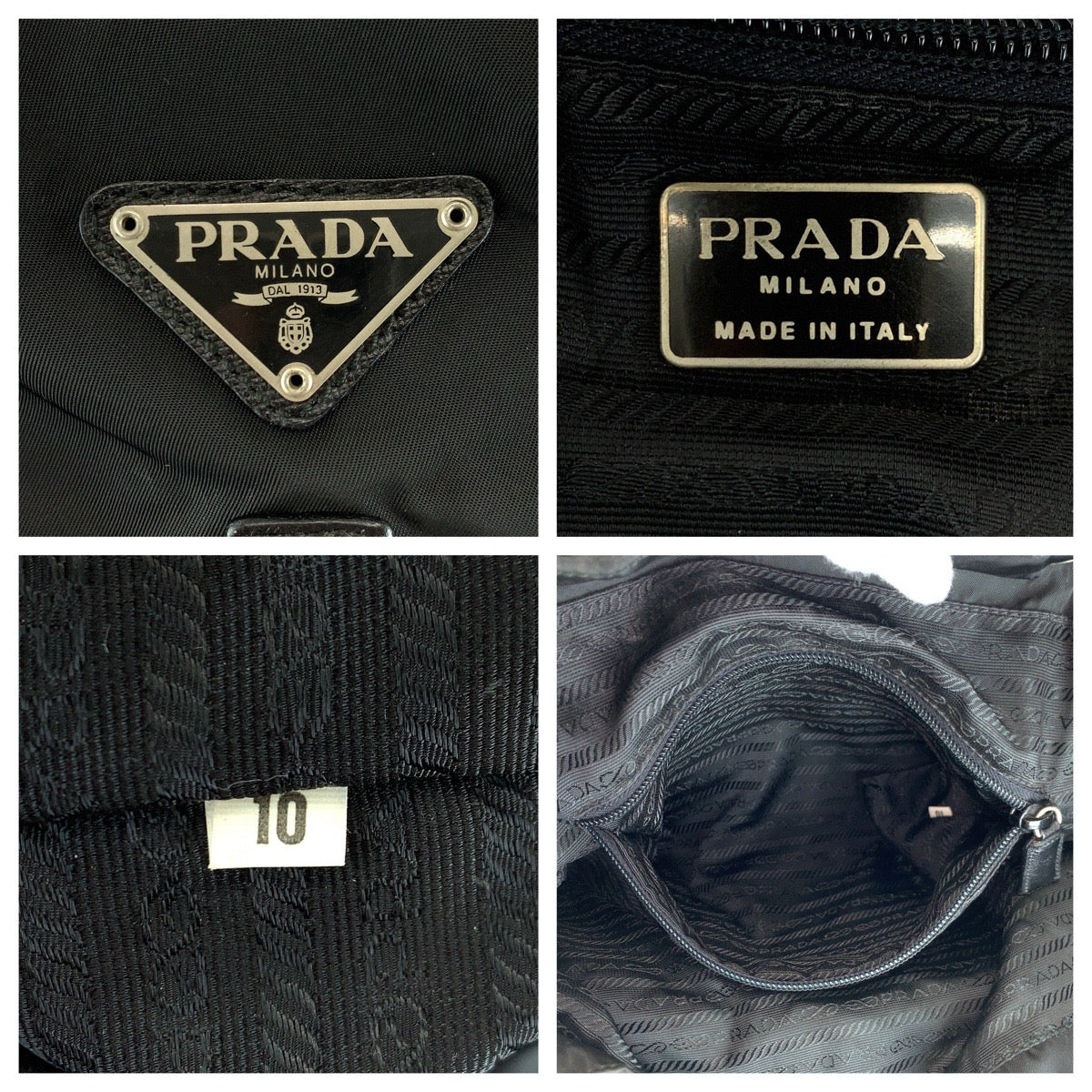 PRADA Backpack Nylon Black SilverMetal Backpack Unisex Test Women Used Authentic