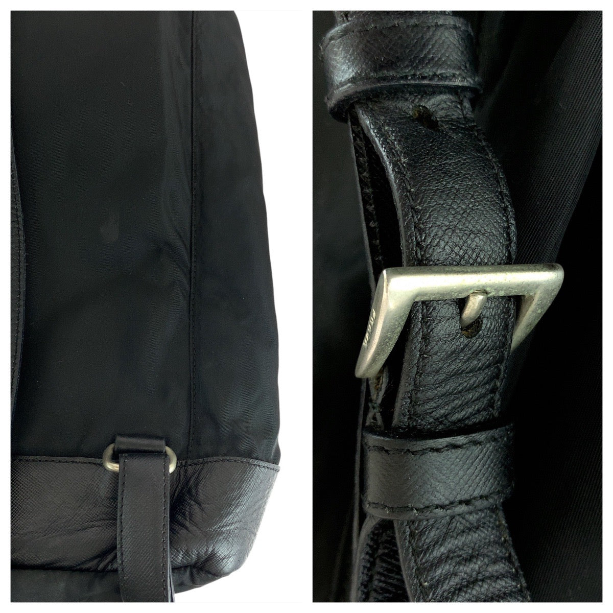 PRADA Backpack Nylon Black SilverMetal Backpack Unisex Test Women Used Authentic