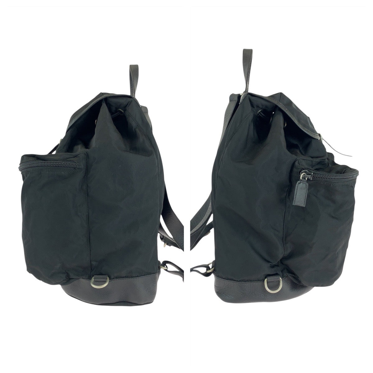 PRADA Backpack Nylon Black SilverMetal Backpack Unisex Test Women Used Authentic
