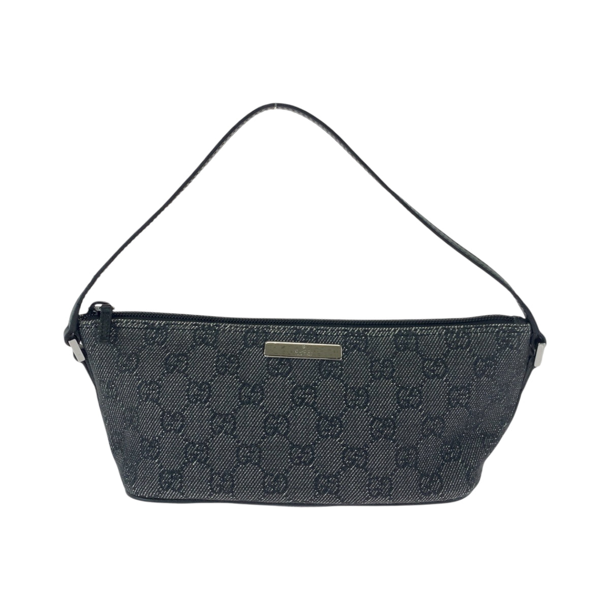 GUCCI Handbag 07198 GG canvas Grey SilverMetal Handbag accessory pouch Women Used Authentic