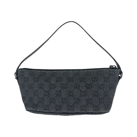 GUCCI Handbag 07198 GG canvas Grey SilverMetal Handbag accessory pouch Women Used Authentic
