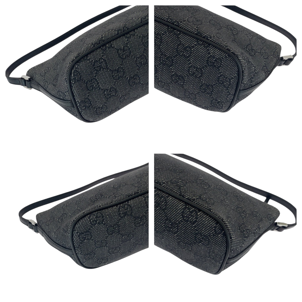 GUCCI Handbag 07198 GG canvas Grey SilverMetal Handbag accessory pouch Women Used Authentic