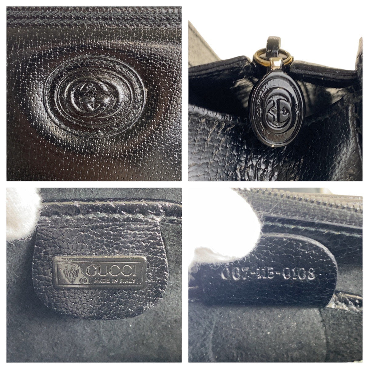 GUCCI Shoulder Bag 007 113 0108 leather Black GoldMetal Crossbody Shoulder Bag Old Gucci Women Used Authentic