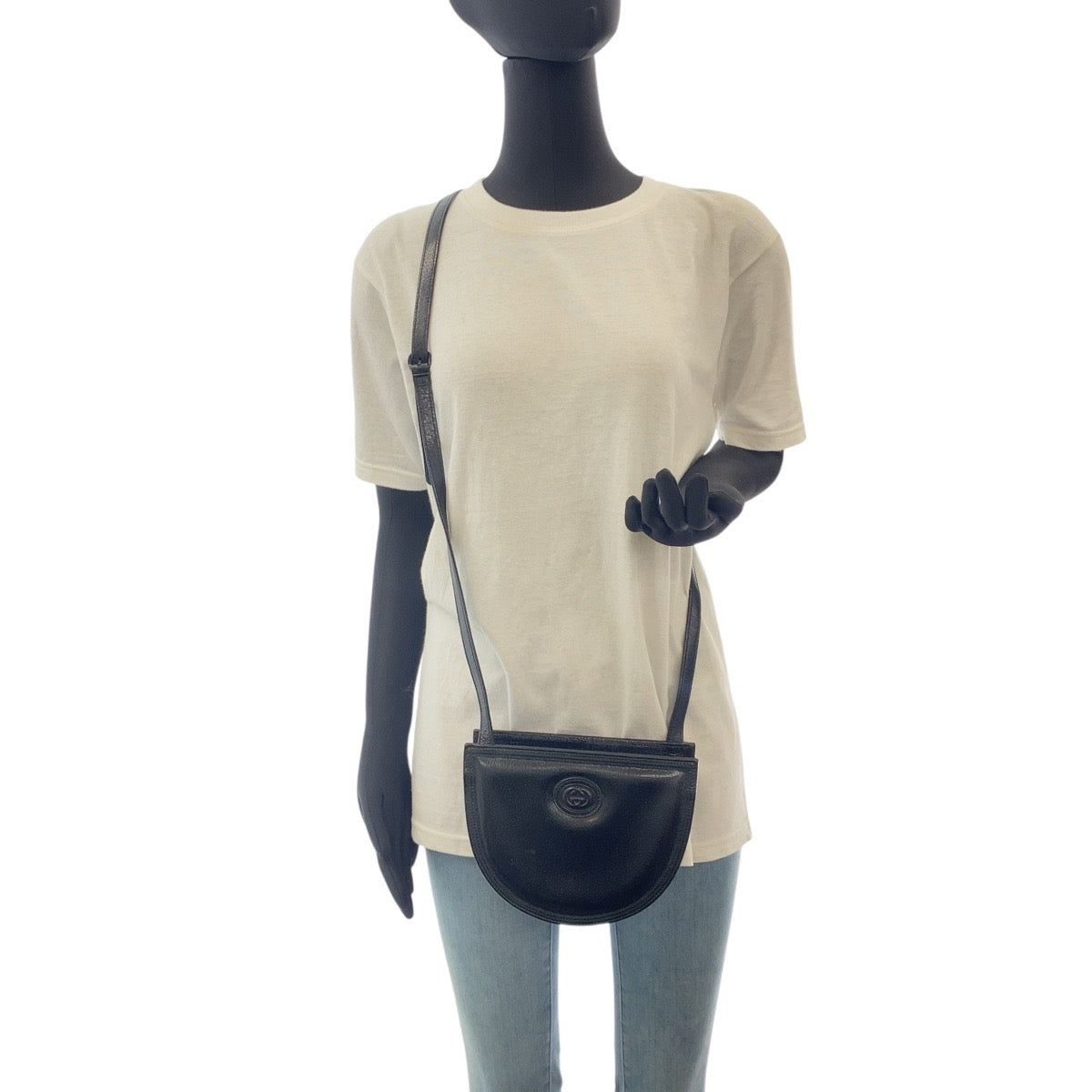 GUCCI Shoulder Bag 007 113 0108 leather Black GoldMetal Crossbody Shoulder Bag Old Gucci Women Used Authentic