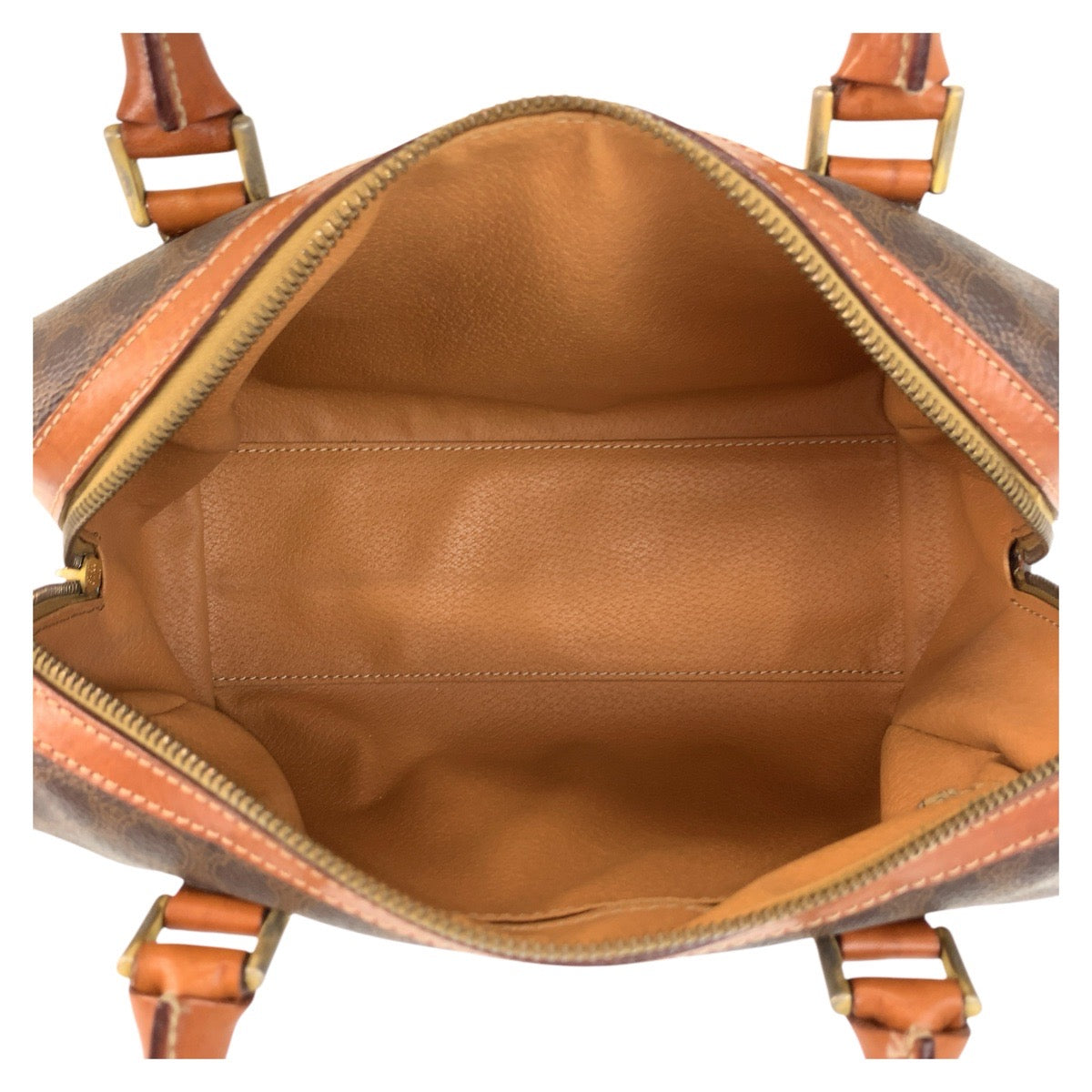 CELINE Handbag M13 PVC, Leather Brown Gold Metal Handbag Boston Duffel bag Macadam Macadam Women Used Authentic