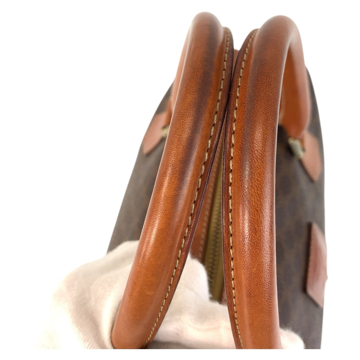CELINE Handbag M13 PVC, Leather Brown Gold Metal Handbag Boston Duffel bag Macadam Macadam Women Used Authentic