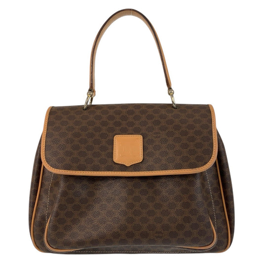CELINE Handbag M14 PVC, Leather Brown Gold Metal Macadam Women Used Authentic