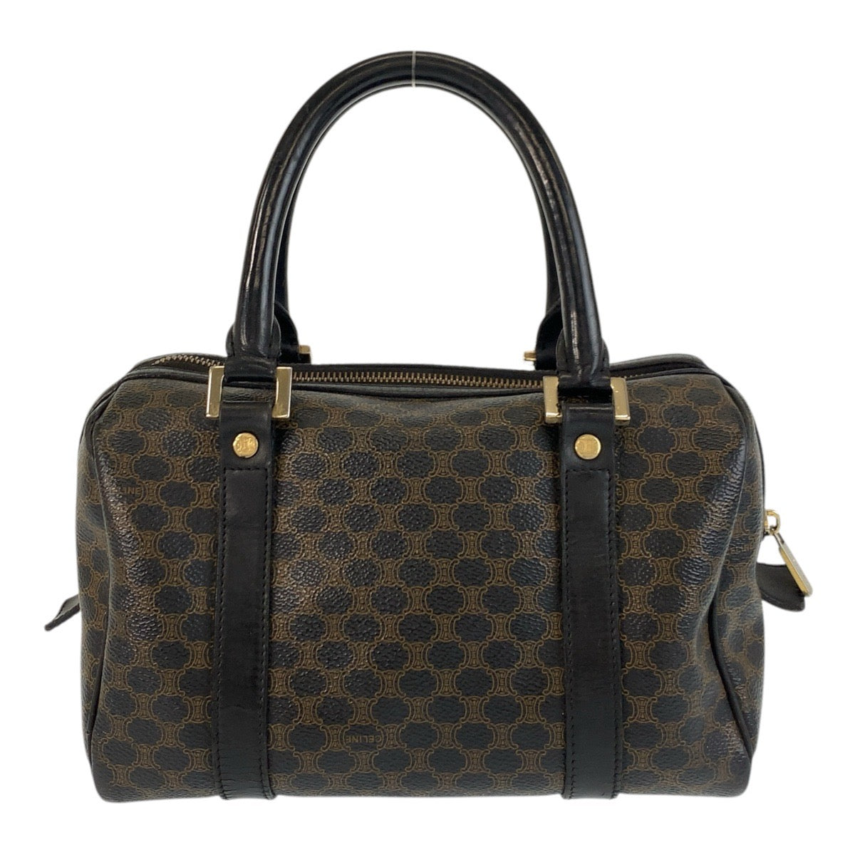 CELINE Handbag CE00/23 PVC Brown Black Gold Metal Macadam