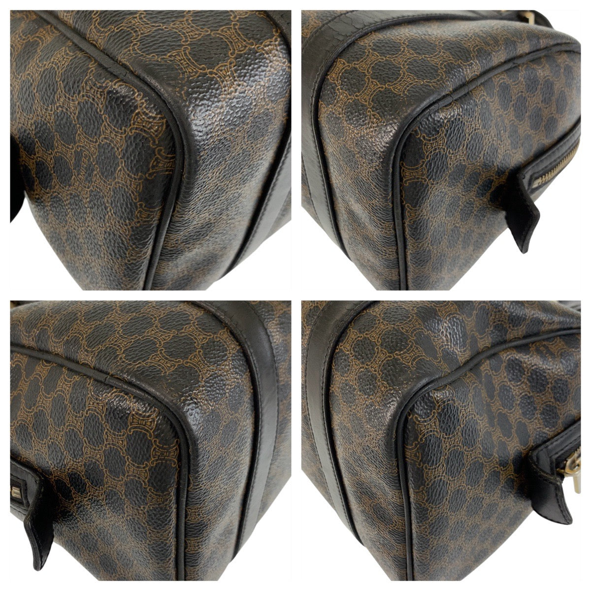 CELINE Handbag CE00/23 PVC Brown Black Gold Metal Macadam