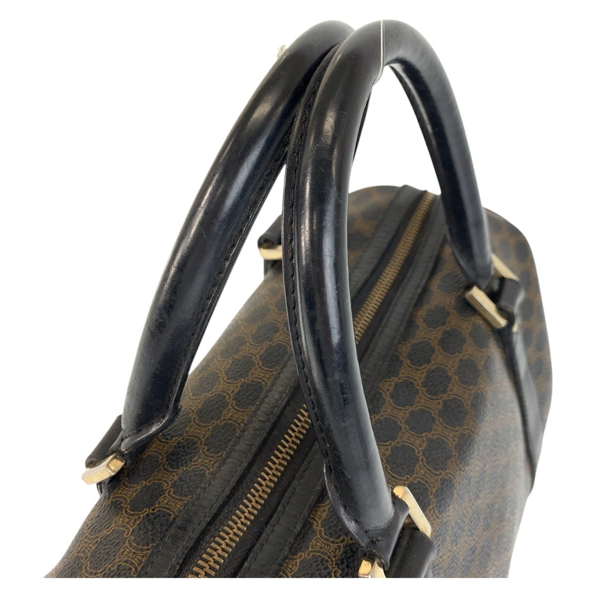 CELINE Handbag CE00/23 PVC Brown Black Gold Metal Macadam