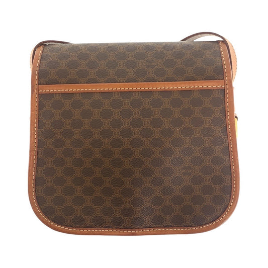 CELINE Shoulder Bag PVC, Leather Brown Gold Metal Shoulder Bag pochette Macadam Women Used Authentic